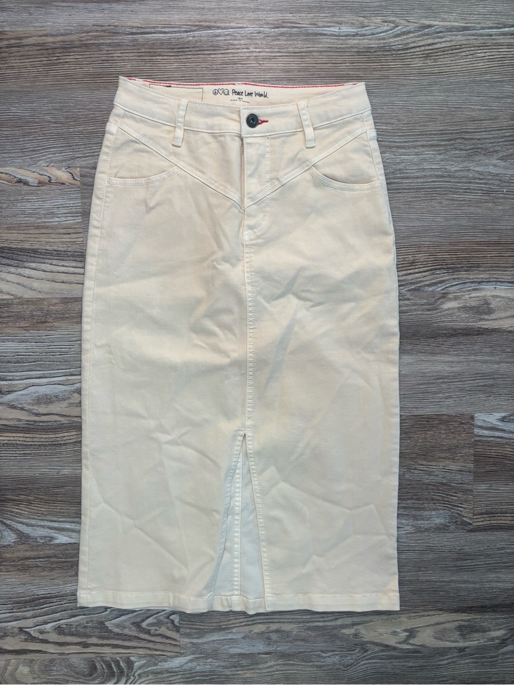 Peace Love World V-Yoke Denim Midi Skirt - 0